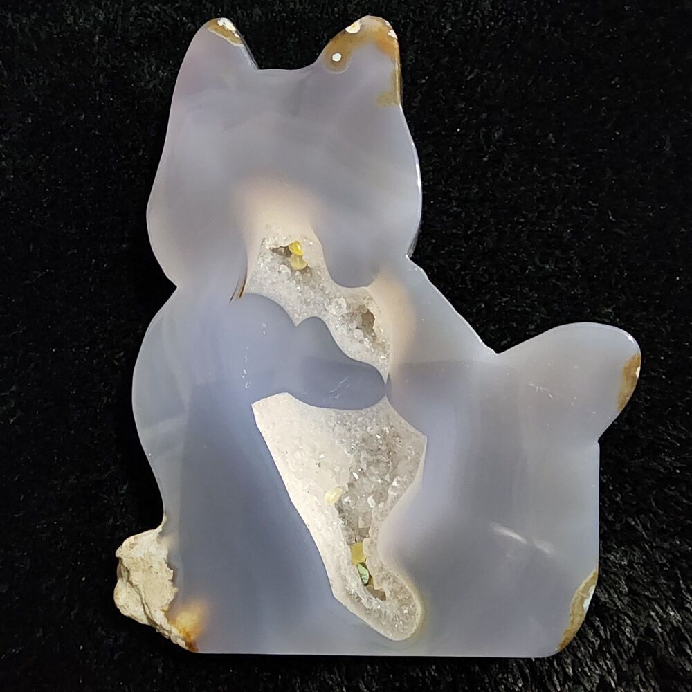 210g Natural Geode Agate Dog Carved Quartz Crystal “Dog” Reiki Healing 1pc